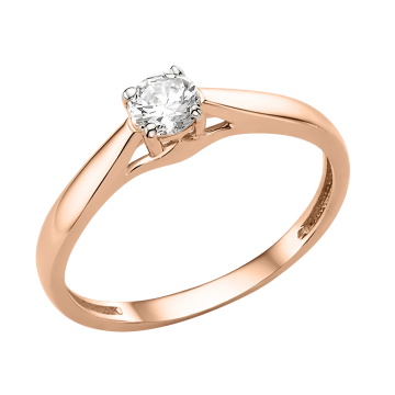 Damenring aus Rotgold 585° mit Zirkonia 