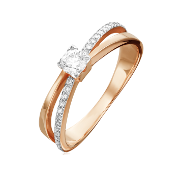 Damenring aus Rotgold 585° mit Zirkonia 