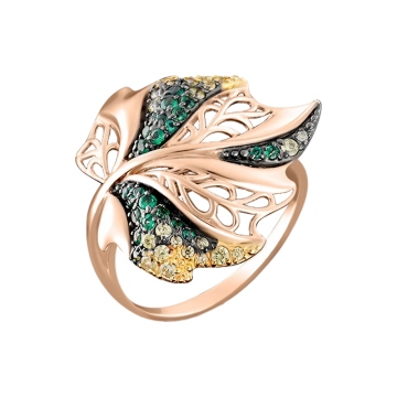 Damenring aus Rotgold 585° mit Zirkonia 