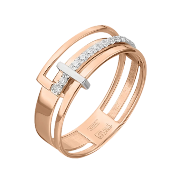 Damenring aus Rotgold 585° mit Zirkonia 