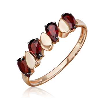 Кольцо из красного золота 585 пробы с гранатом 