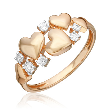 Damenring aus Rotgold 585° mit Zirkonia 