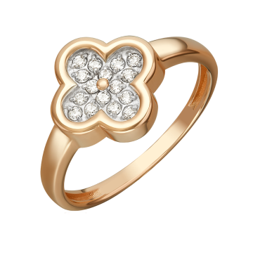 Damenring aus Rotgold 585° mit Zirkonia 