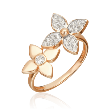 Damenring aus Rotgold 585° mit Zirkonia 