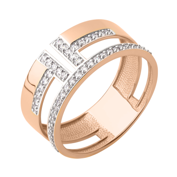 Damenring aus Rotgold 585° mit Zirkonia 