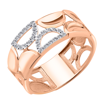 Damenring aus Rotgold 585° mit Zirkonia 