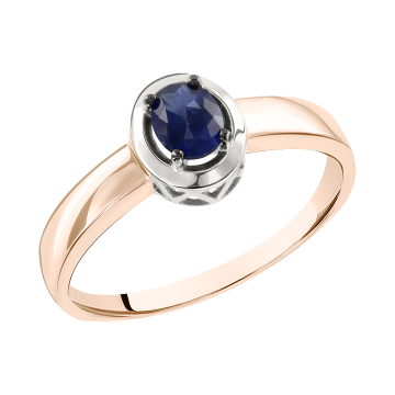 Кольцо женское из красного золото 585 пробы с сапфиром 