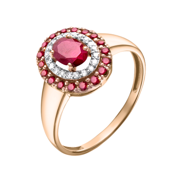 Кольцо из красного Золота с Бриллиантами и Рубинами 