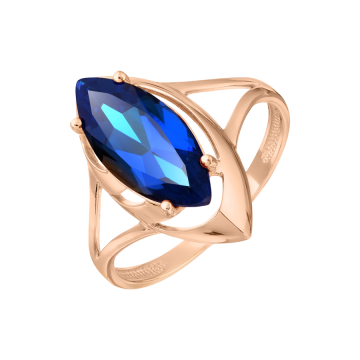 Кольцо женское из красного золото 585 пробы с сапфиром 