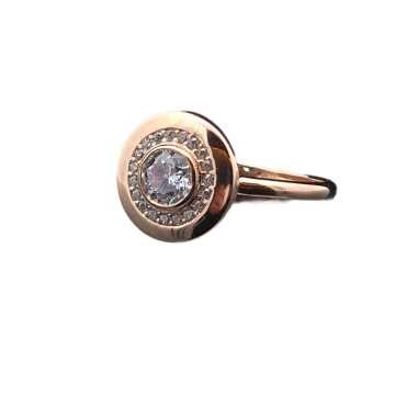 Damenring aus Rotgold 585° mit Zirkonia 15,5 mm