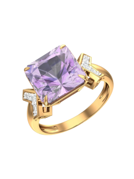 Rotgold 585° Damenring mit Amethyst, Zirkonia 