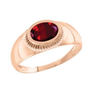Кольцо из красного золота 585 пробы с гранатом 