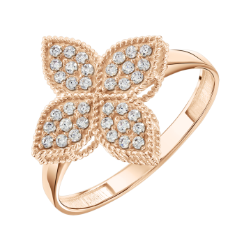 Кольцо женское из красного золота 585 пробы с фианитами 