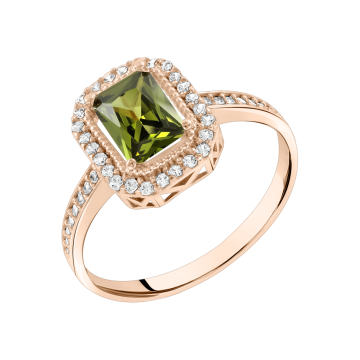 Кольцо женское из красного золота 585 пробы с фианитами 