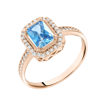 Damenring aus Rotgold 585° mit Zirkonia 