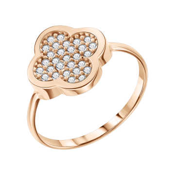 Damenring aus Rotgold 585° mit Zirkonia 