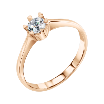 Кольцо женское из красного золота 585 пробы с фианитами 