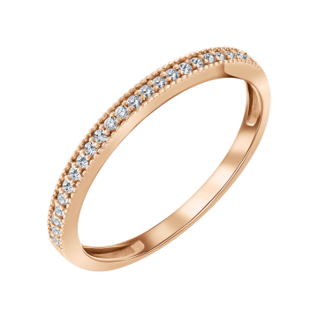 Кольцо женское из красного золота 585 пробы с фианитами 