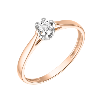 Кольцо из красного и белого золота 585 пробы с бриллиантами 