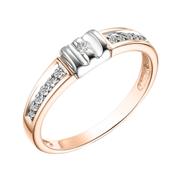 Кольцо из красного и белого золота 585 пробы с бриллиантами 