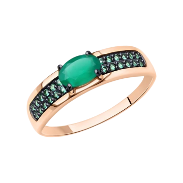 Damenring aus Rotgold 585° mit Achat, Zirkonia 