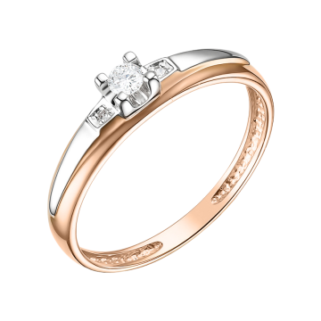 Кольцо из красного и белого золота 585 пробы с бриллиантами 