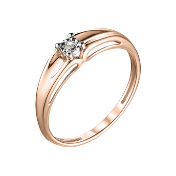 Кольцо женское из красного золота 585 пробы с бриллиантами 