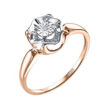 Кольцо из красного золота 585 пробы с бриллиантами 