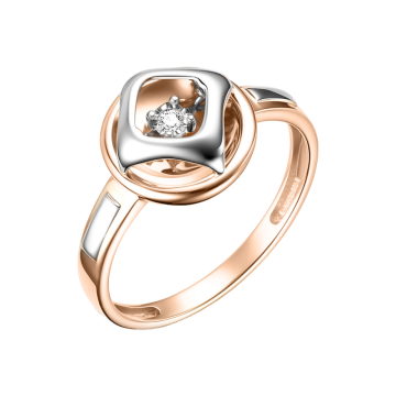 Lady´s ring in red gold of 585 assay value with diamonds 