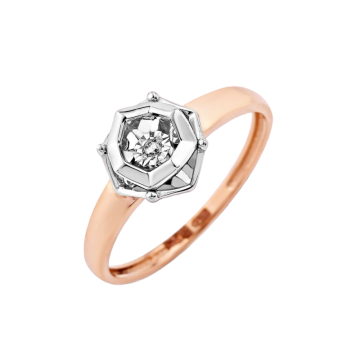 Eleganter Goldring mit Tanzendem Diamanten 18,5 mm