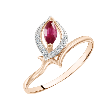 Кольцо из красного Золота с Бриллиантами и Рубинами 