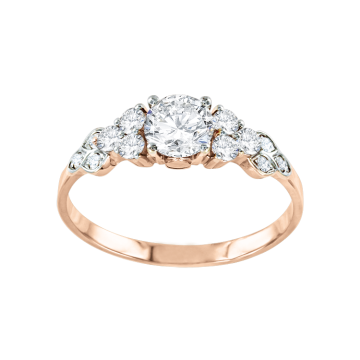 Кольцо из красного золота с кристаллами Swarovski и фианитами 