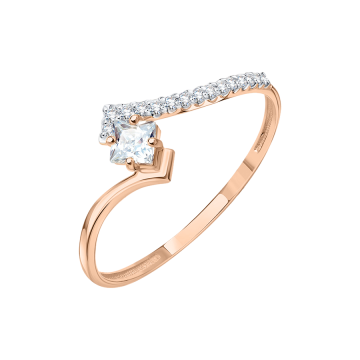 Damenring aus Rotgold 585° mit Zirkonia 