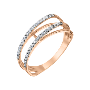 Lady´s ring in red gold of 585 assay value with zirconia 