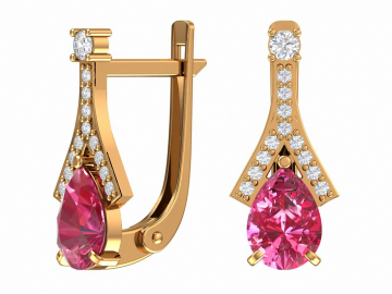 Ohrringe aus Rotgold 585° mit Granat, Zirkonia 