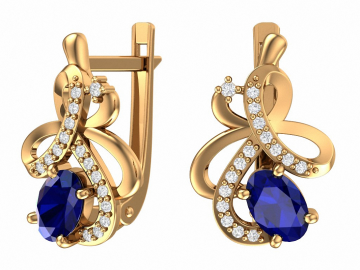 Ohrringe aus Rotgold 585° mit Zirkonia, Quarz 