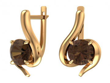 Ohrringe aus Rotgold 585° mit Rauchtopas 