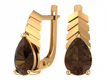 Ohrringe aus Rotgold 585° mit Rauchtopas 