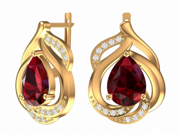 Ohrringe aus Rotgold 585° mit Granat, Zirkonia 