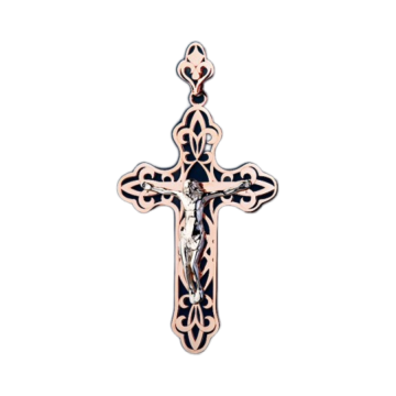Cross from red and white gold of 585 assay value 