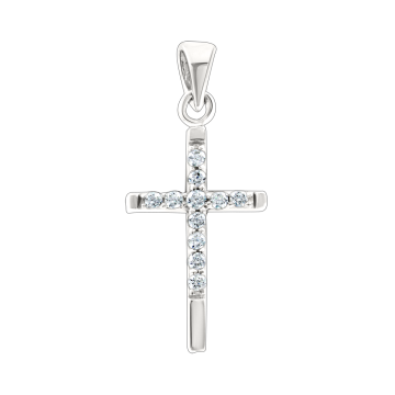 Kreuz Anhänger - 925er Sterling Silber mit Zirkonia 