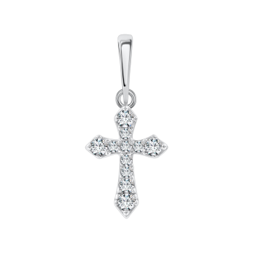 Silver cross with cubic zirconia 