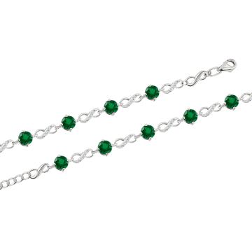 Armreif aus 925er Sterling Silber mit grünen Achaten und Zirkonia 