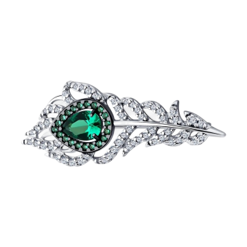 Брошь серебряная 925 пробы. Вставка: Фианиты 