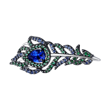 Брошь серебряная 925 пробы. Вставка: Фианиты 