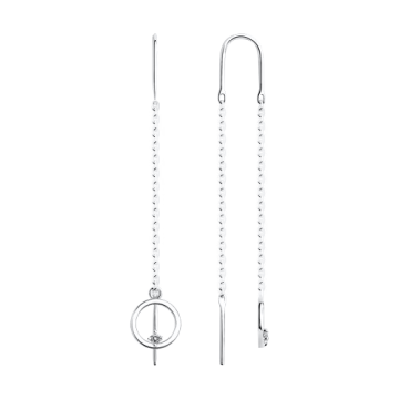 Ohrhänger als Durchzieher aus 925er Sterling Silber mit Zirkonia 