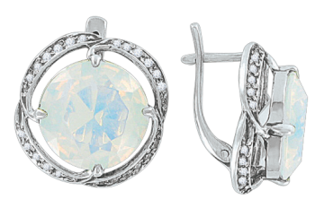 Silver earrings with moonstones and zirconia 