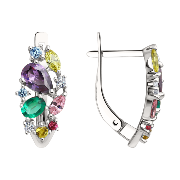 Ohrhänger aus 925er Sterling Silber mit blauem Topas, Topas, Amethyst, Zirkonia 