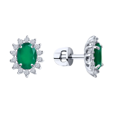 Ohrstecker aus 925er Sterling Silber mit Achat, Zirkonia 