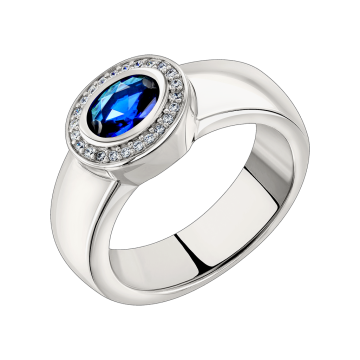 Damen-ring aus 925er Sterling Silber mit Zirkonia, Saphir HTS 